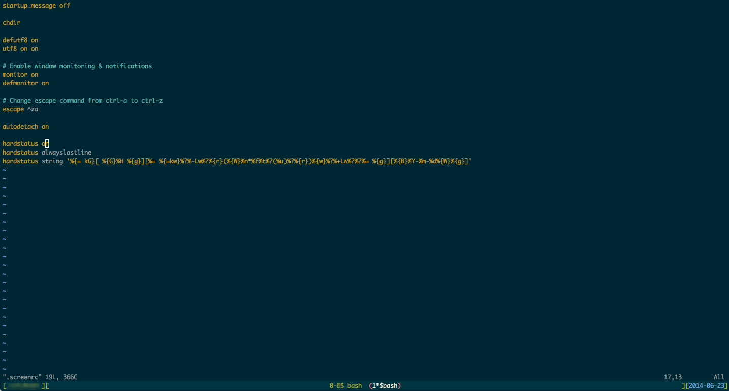 My Not So Fancy screenrc